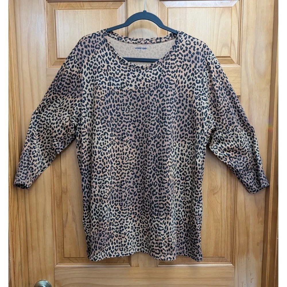 Lands' End Women XL Fit Flare Leopard Print Pullover Long Sleeves Tunic - Picture 5 of 9